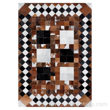 Cowhide leather patchwork luxury floor carpets rug